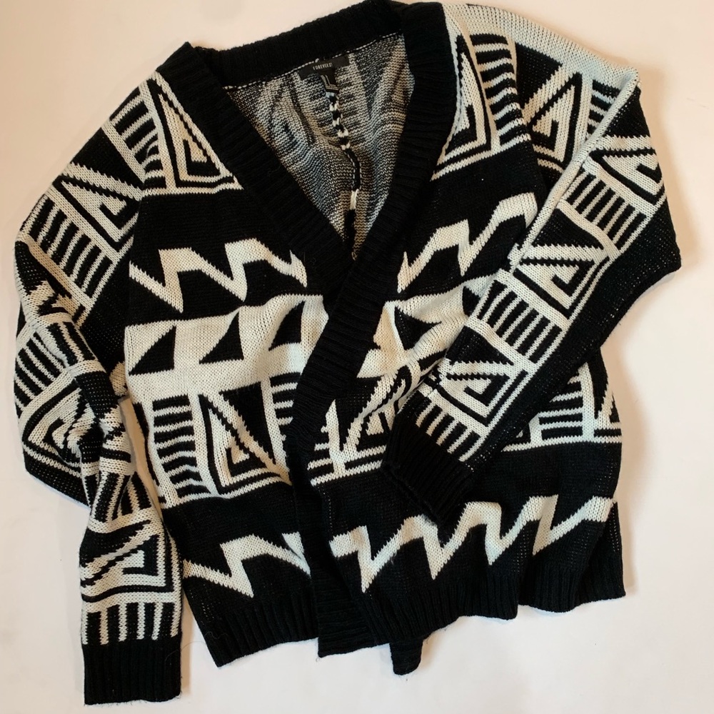 F21 black & white cardigan cascading